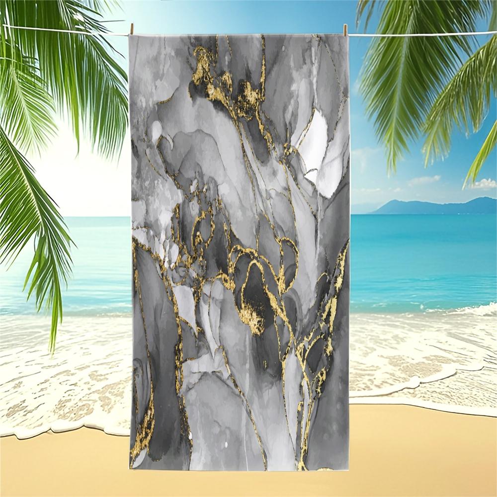 Marble Pattern Art Beach Towel, Luxury Premium Design, Quick Dry Absorbent Soft Skin-friendly, Ideal for Vacation Photoshoot Pool Daily Use