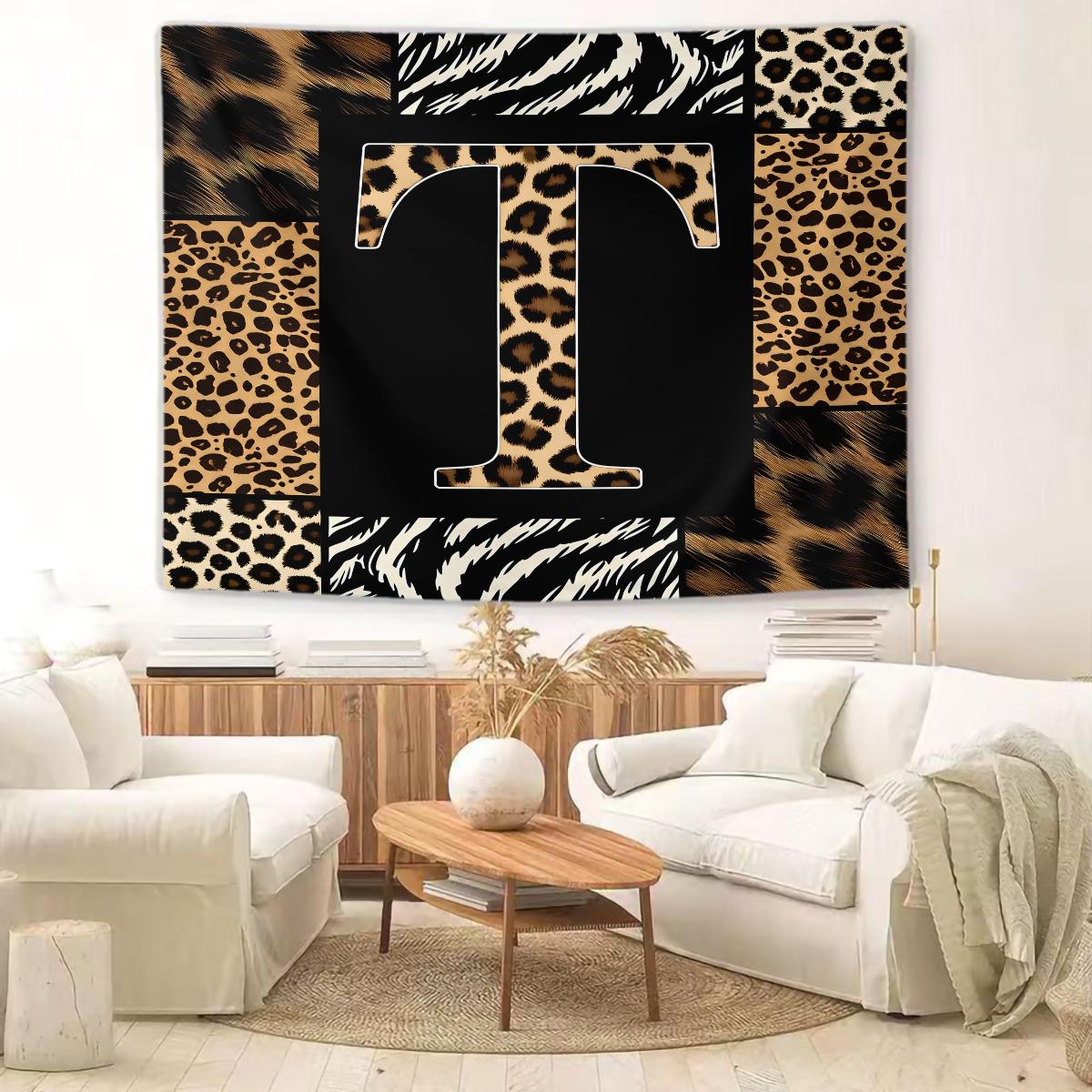 Animal Print Monogram Wall Tapestry, Leopard Zebra Tiger Initial Wall Hanging for Bedroom Dorm, Home Decor Gift for Animal Lovers Animal Print Monogram Wall Tapestry, Leopard Zebra Tiger Initial Wall Hanging for Bedroom Dorm, Home Decor Gift for Anim