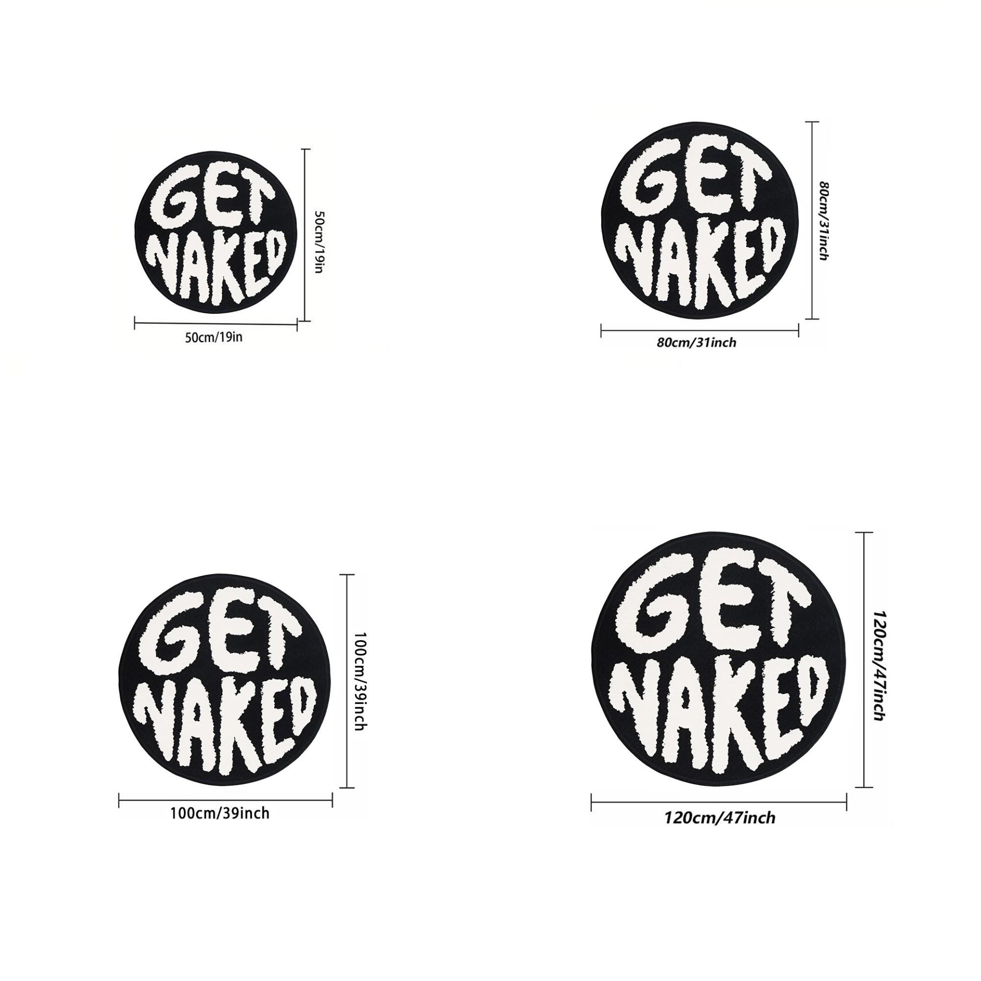 High-End Bathroom Rug, Fun 'get Naked' Round Mat, Soft Short Pile, Multi-Sizes, Easy Clean, Decorative Pad for Bedroom & Bath