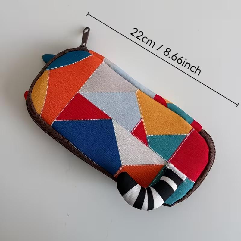 Cat Shape Patchwork Pencil Case, 3D Cat Contour Design, Portable Compact Size High Aesthetic Stationery Storage Bag Office Supplies for Student School & Office Use