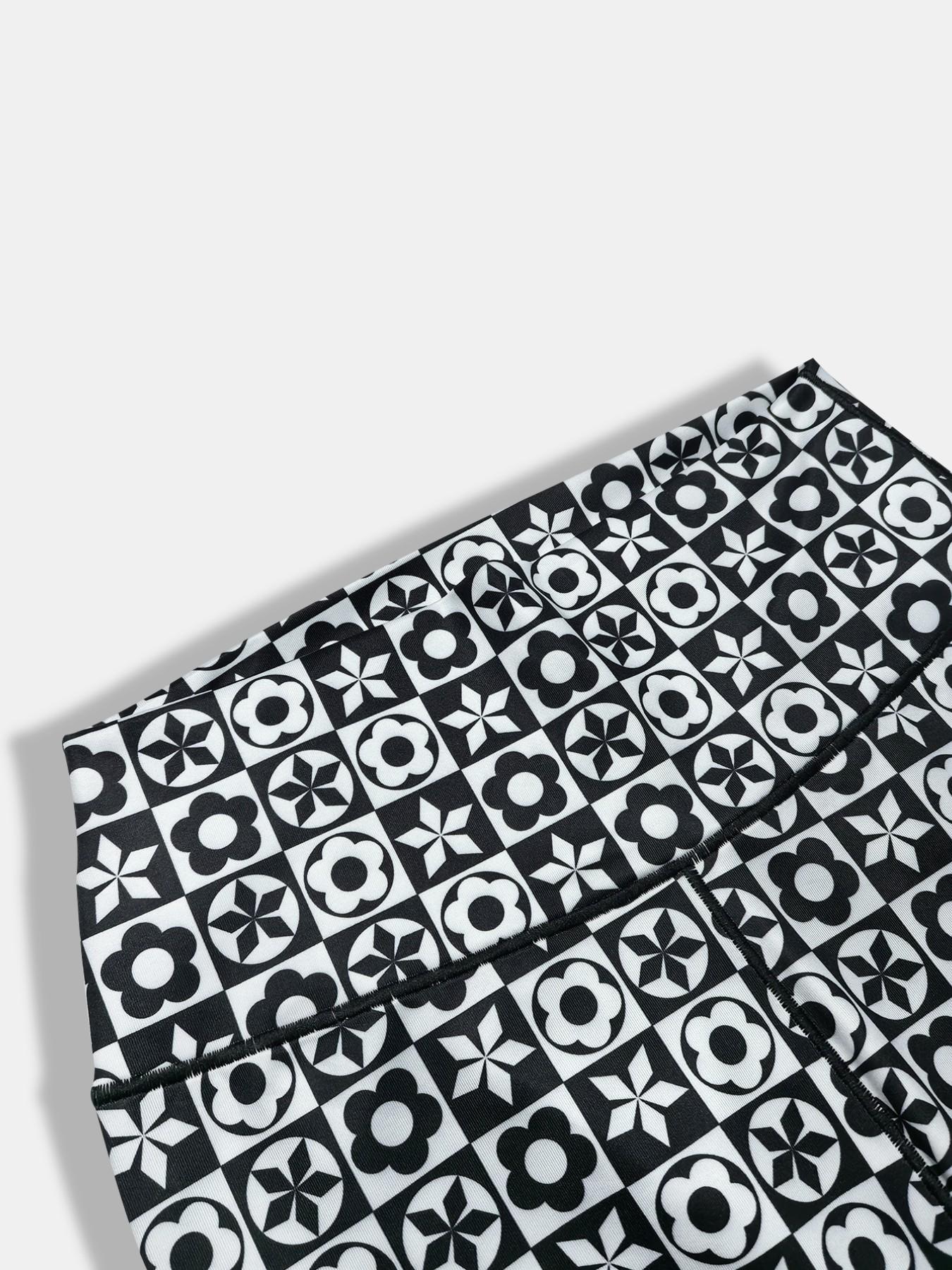 Women's High Waist Plaid Yoga Pants, Floral Printed Workout Leggings, High Stretch Tummy Control Fitness Pants for All Seasons