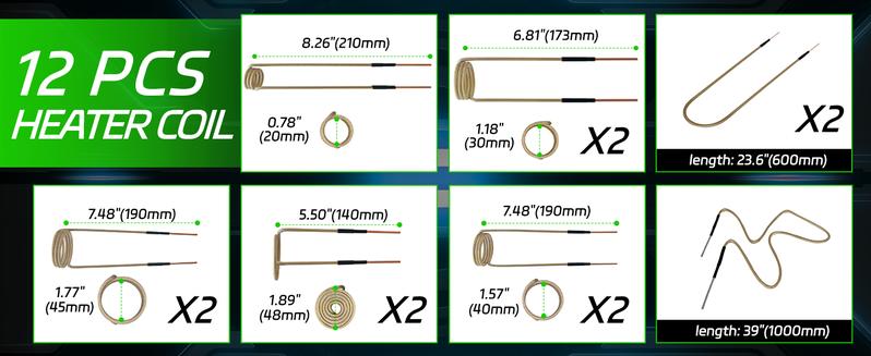 SOLARY Green Induction Heater Kit – 1100W Durable Rusty Bolt Remover with Coils & Black Aluminum Case