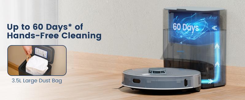 AIRROBO Robot Vacuum and Mop with Self-empty Model L40+(vacuum&mop with self empty station) Model L50+(with station and Ultrasonic carpet detection)