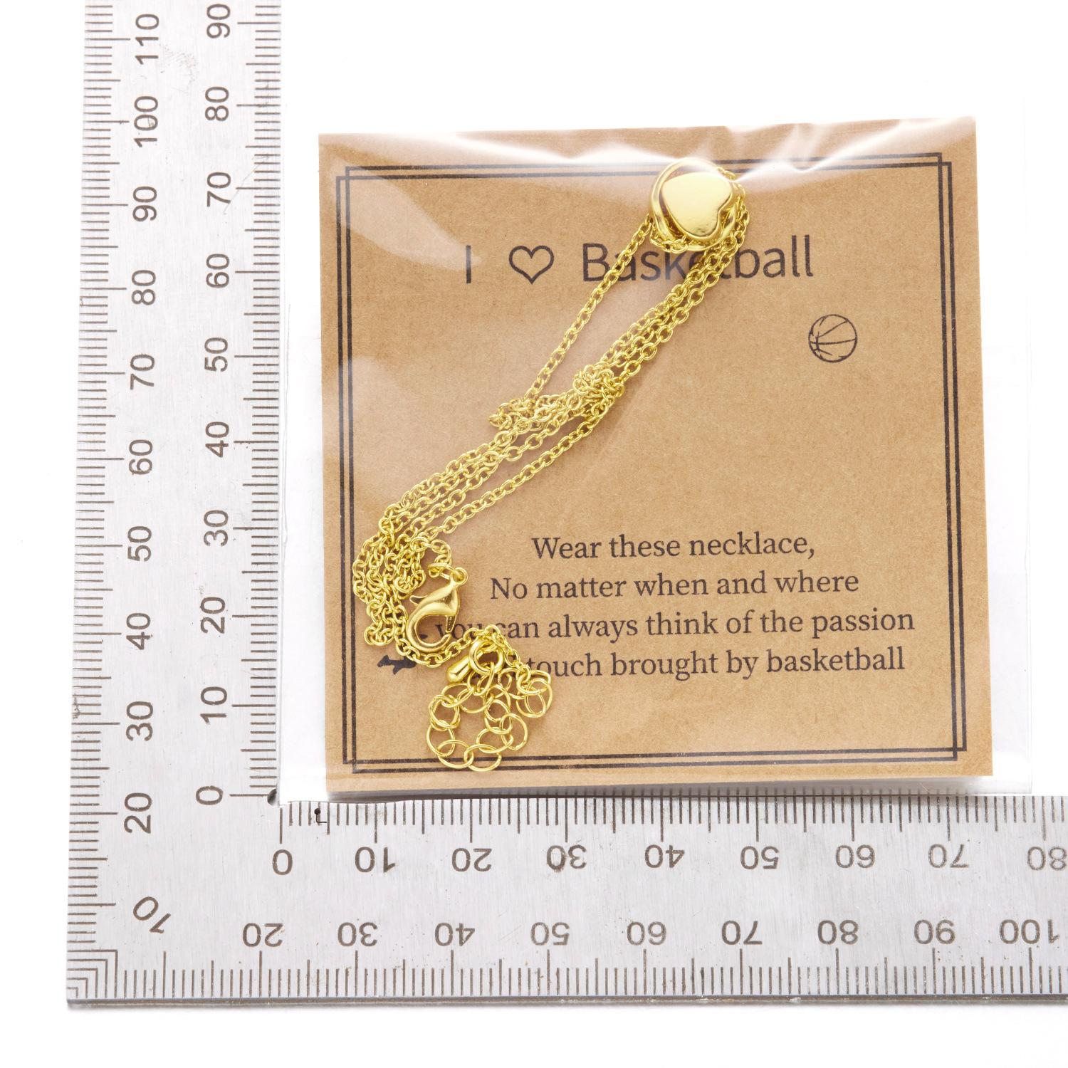 Minimalist Sports Alloy Heart Basketball Volleyball Pendant Necklace, Daily Wear Versatile Paper Card Chain, Fashionable Accessory