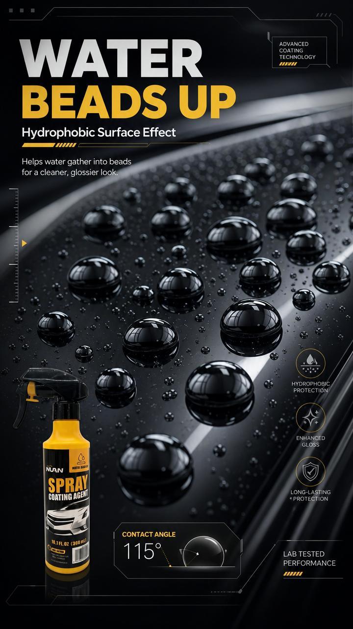 Spray coating agent；NUAN nano car coating sprayNano Car Coating Spray – Fast, durable, hydrophobic, shields paint, prevents fading, perfect for everyday car maintenance.-MY0522