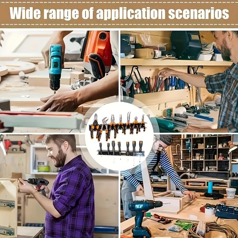 Metal Tool Rack, Space-Saving Screwdriver Pliers Organizer, Wall-Mounted Floating Shelf, Multi-Functional Garage Storage Rack