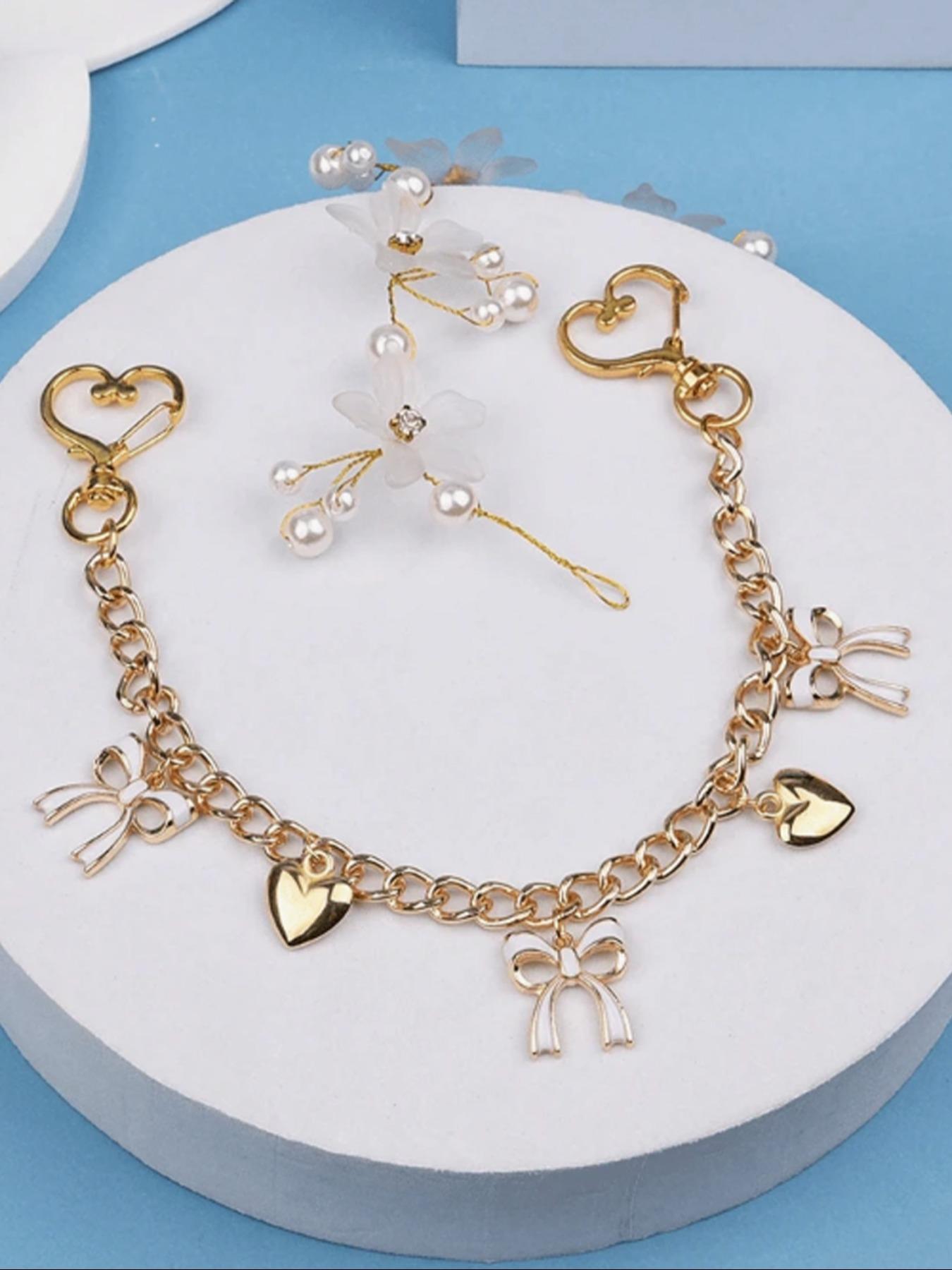 Bow Decor Handbag Chain Accessory, White Bow Handbag Pendant Detachable ...