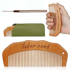Wooden Birth Comb Gift Set, Essential Pregnancy Must-Have, Wave Comb for Expectant Mothers, Perfect Mom Gift