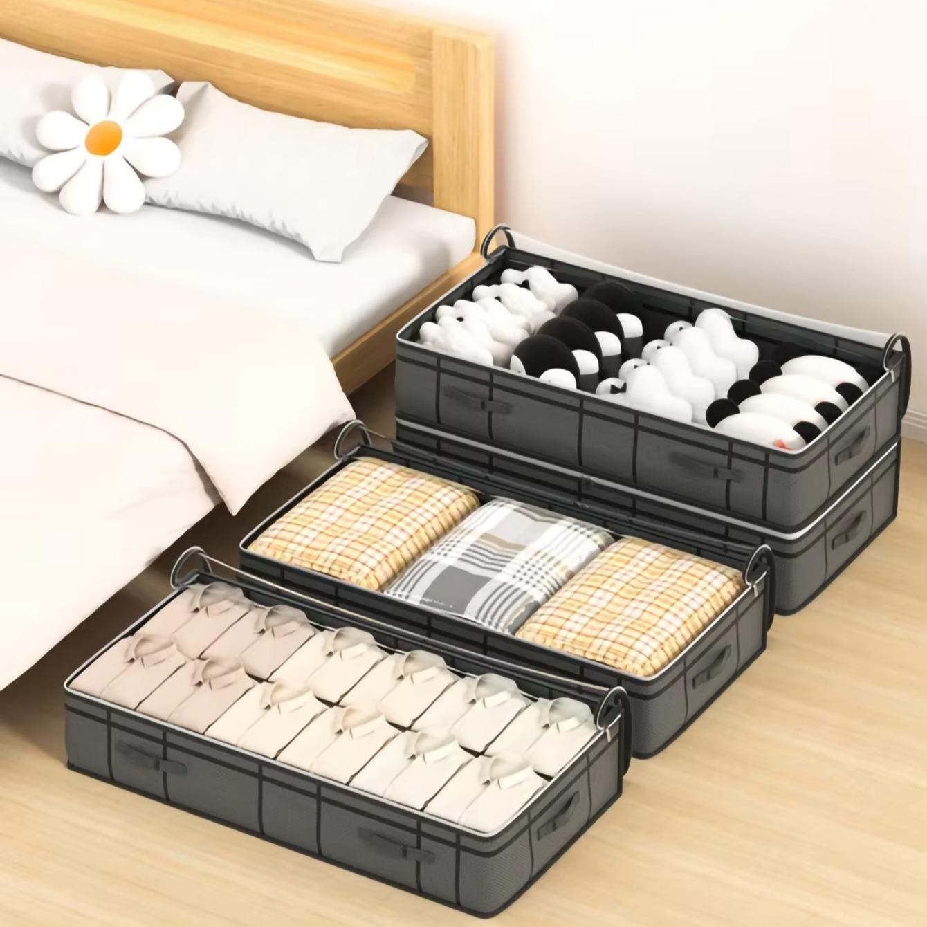 Under Bed Clothes Storage Bag, Quilt Storage Box, Bedroom Organizer, Visible Window with Handle, Waterproof Dustproof Large Capacity