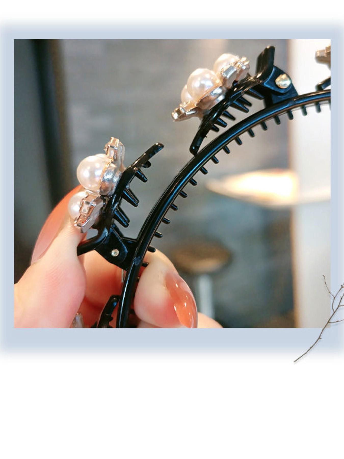 2pcs Women Floral Hair Accessories Set, Four Leaf Clover Casual Geometric Design Headbands & Clips, Perfect for Weddings Parties Daily Wear