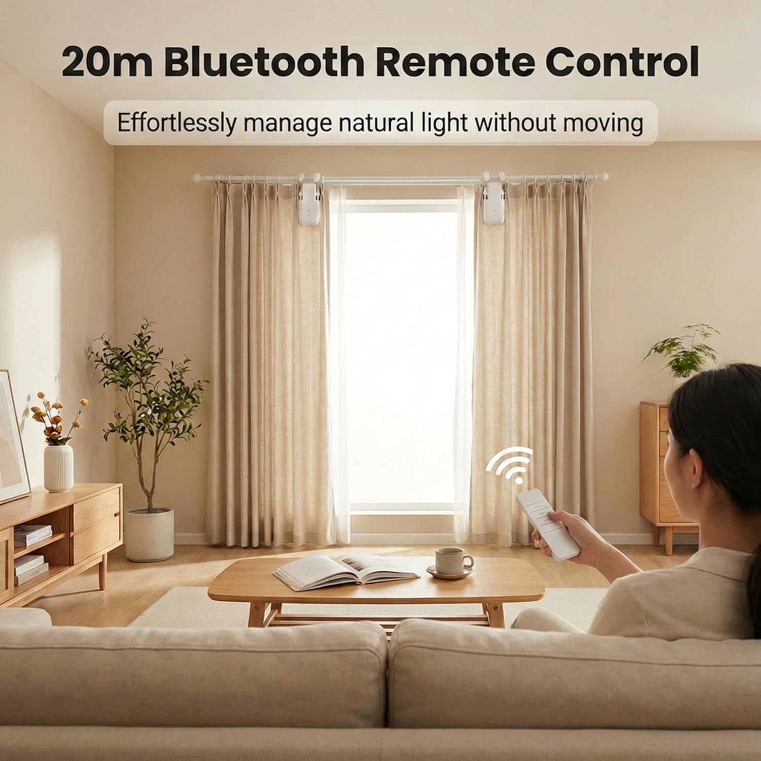 Automatic Curtain Opener : Remote Control   Compatible Roman T U Tracks 25dB Quiet Operation Safety Features for  Office Small Business
