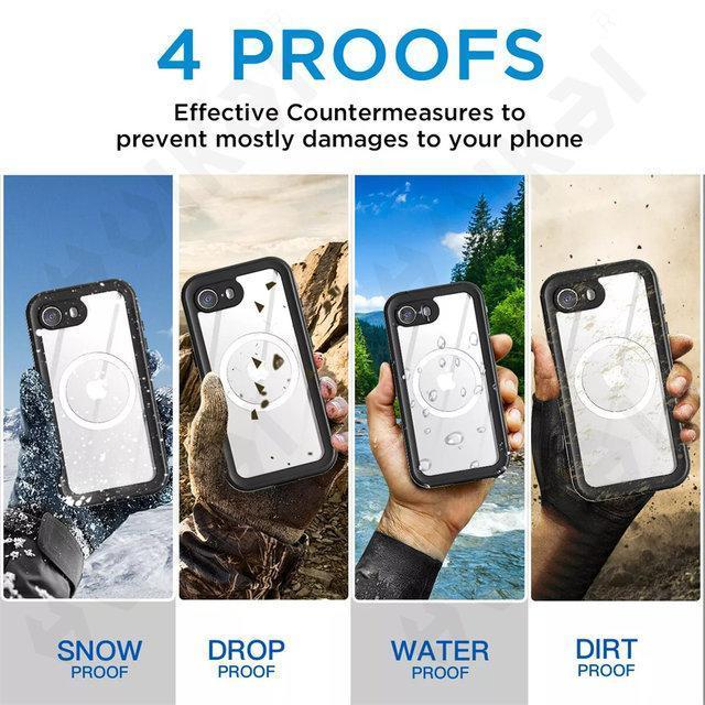IP68 Waterproof Magnetic Case For iPhone 17 16e 16 15 14 Pro Max Pro 13Protector Full Body Protective Dustproof Phone Case
