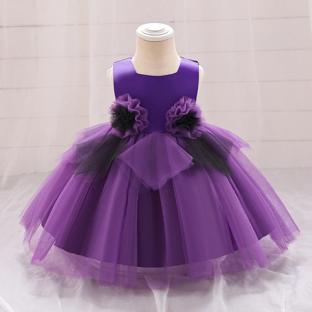 Baby Girl Clothes Infant Christening Cocktail Toddler Baptism Pageant Birthday Party Floral Patchwork Mesh Ball Gown Princess Dress for all Season 12 Months to 3 Years