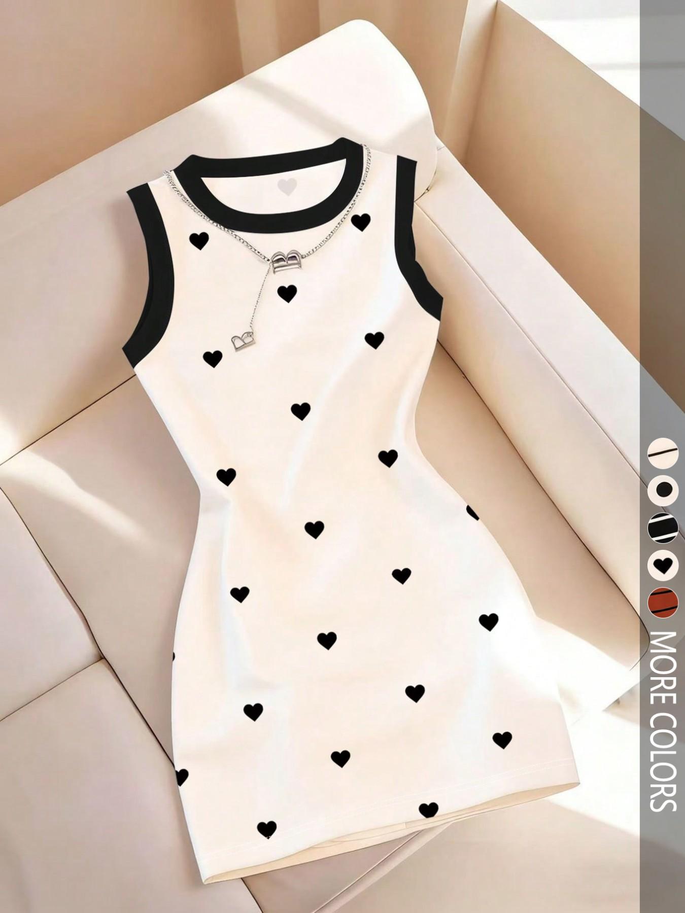 Women's Sleeveless Fitted Bodycon Round Neck Dress with Striped Print, Spring/Summer, Elegance