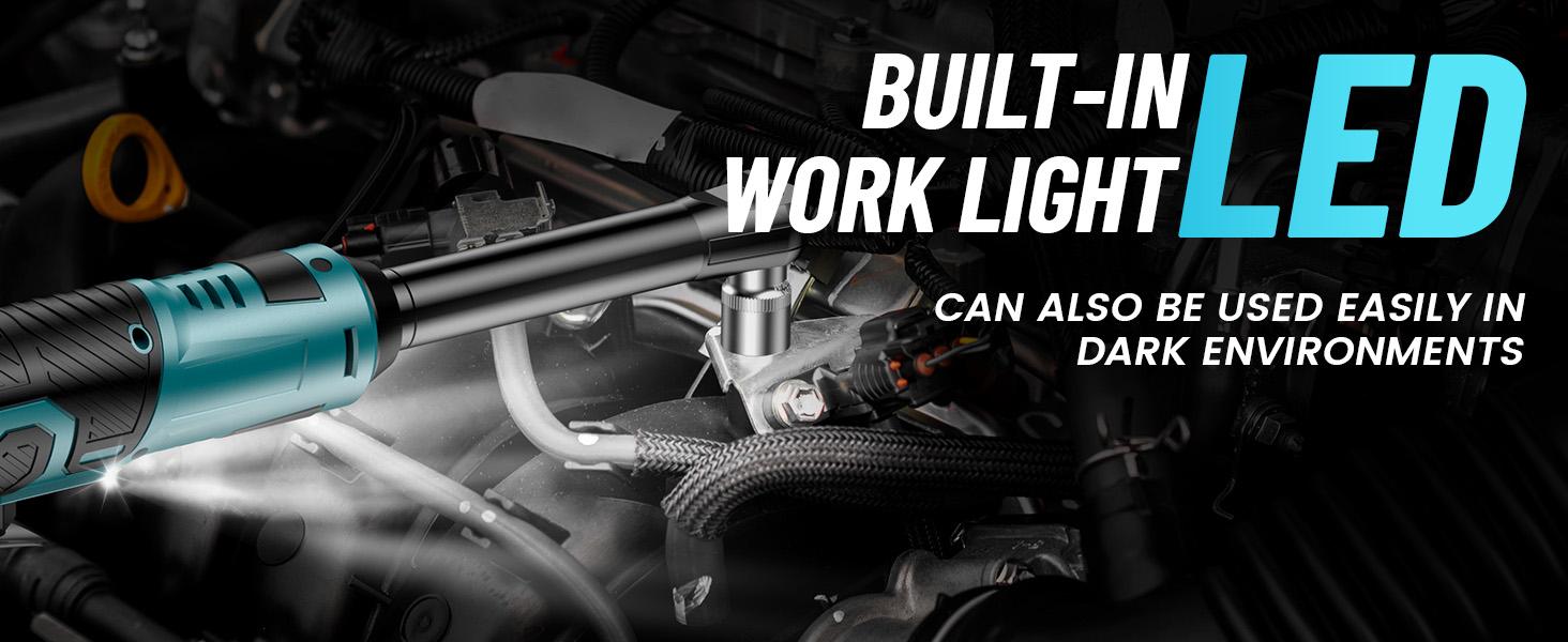 SEESII 3/8" Extended Cordless Ratchet Wrench – 40 Ft-lbs Torque, 6" Long Neck, 220RPM | 2x 2.0Ah Batteries + Fast Charger, 7 Sockets | Ideal for Car Repairs, DIY & Mechanics, Black Friday Deals