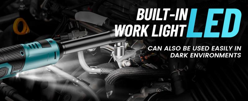 SEESII 3/8" Extended Cordless Ratchet Wrench – 40 Ft-lbs Torque, 6" Long Neck, 220RPM | 2x 2.0Ah Batteries + Fast Charger, 7 Sockets | Ideal for Car Repairs, DIY & Mechanics, Black Friday Deals