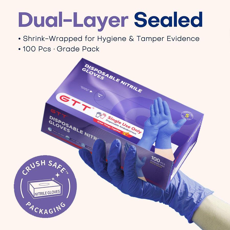 200/500Pcs Heavy-Duty Purple Nitrile Gloves-5.5 Mil Thick-Bulk Box Durable Gloves, Powder free Latex-Free, Single-Use, Heavy-duty Disposable Gloves, for Food Preparation Cleaning, Tattoo, Hair Dyeing, Pet Grooming, Beauty Salons, Household Chores