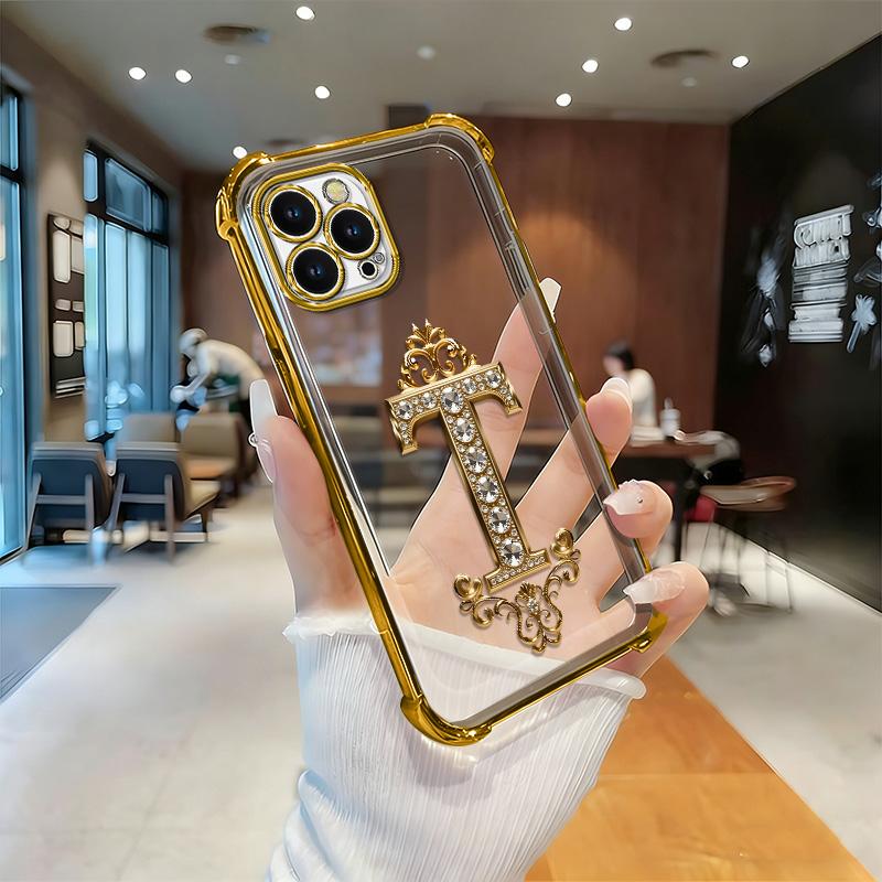 Suitable for [iPhone 12 Pro Max] high-end phone case🥰，Features a premium-look printed design—not actual 3D diamond studs，Choose from any of the 26 letters. YM99