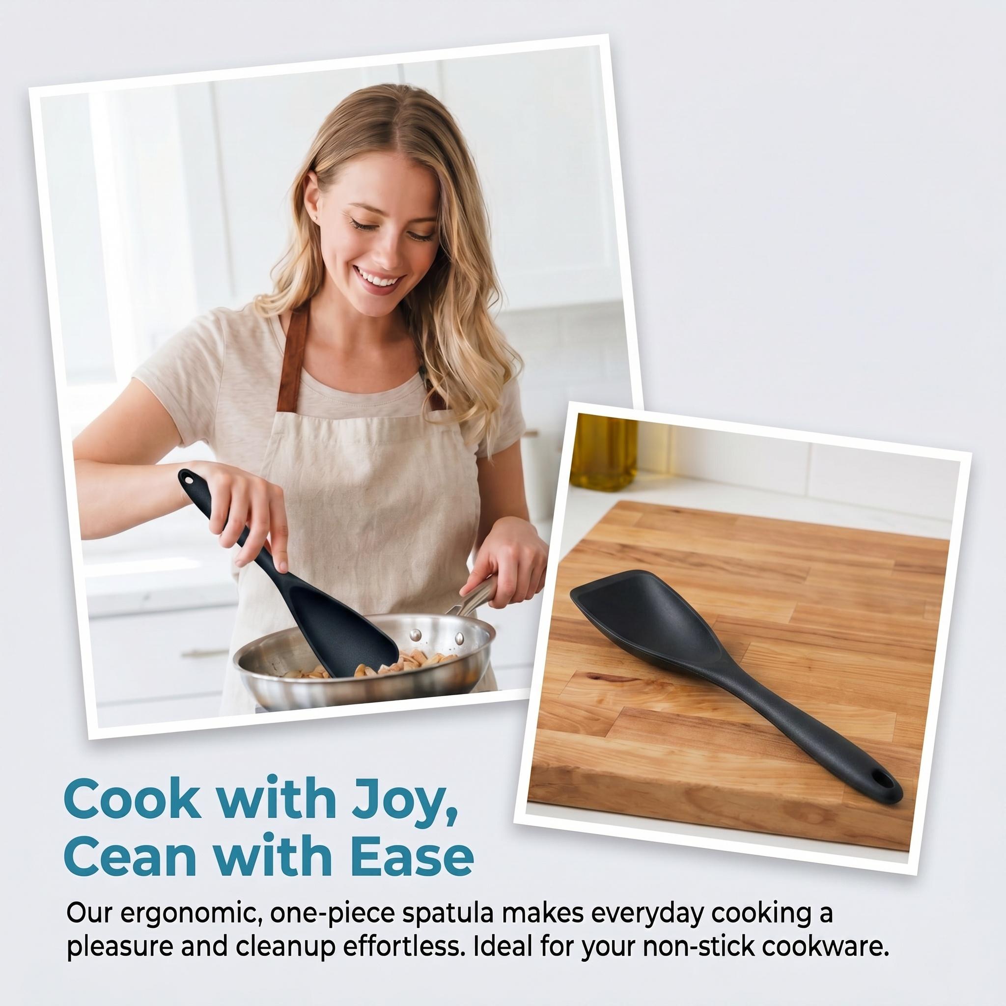 1 PCS Cooking Spoons for Non stick Cookware, Multifunction Spatula Spoon BPA-Free, One-Piece Design, Suitable for Scooping, Scraping, Serving and Mixing-YY0