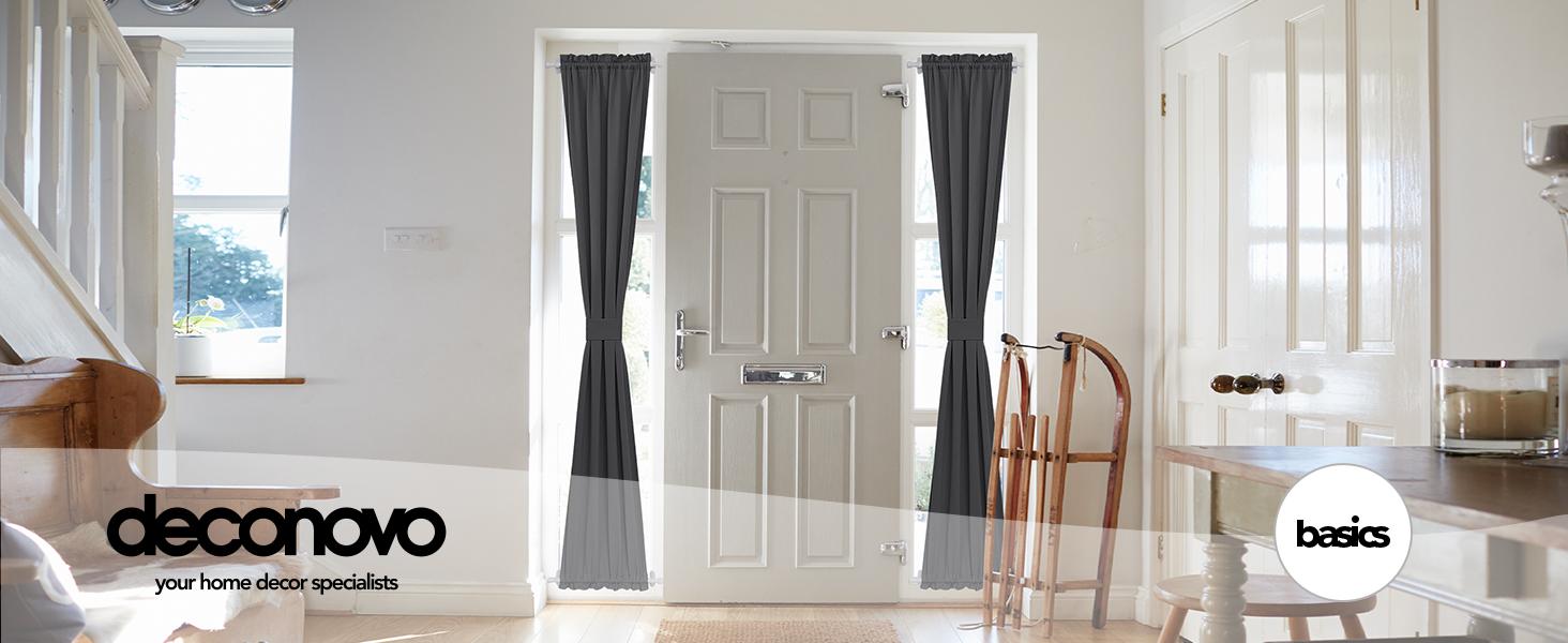 Deconovo Door Curtains（1 Panel）- Dual Rod Pocket & Thermal Insulated Blackout Curtains for front door, patio door, back door and kitchen door, french door window Curtains & Drapes