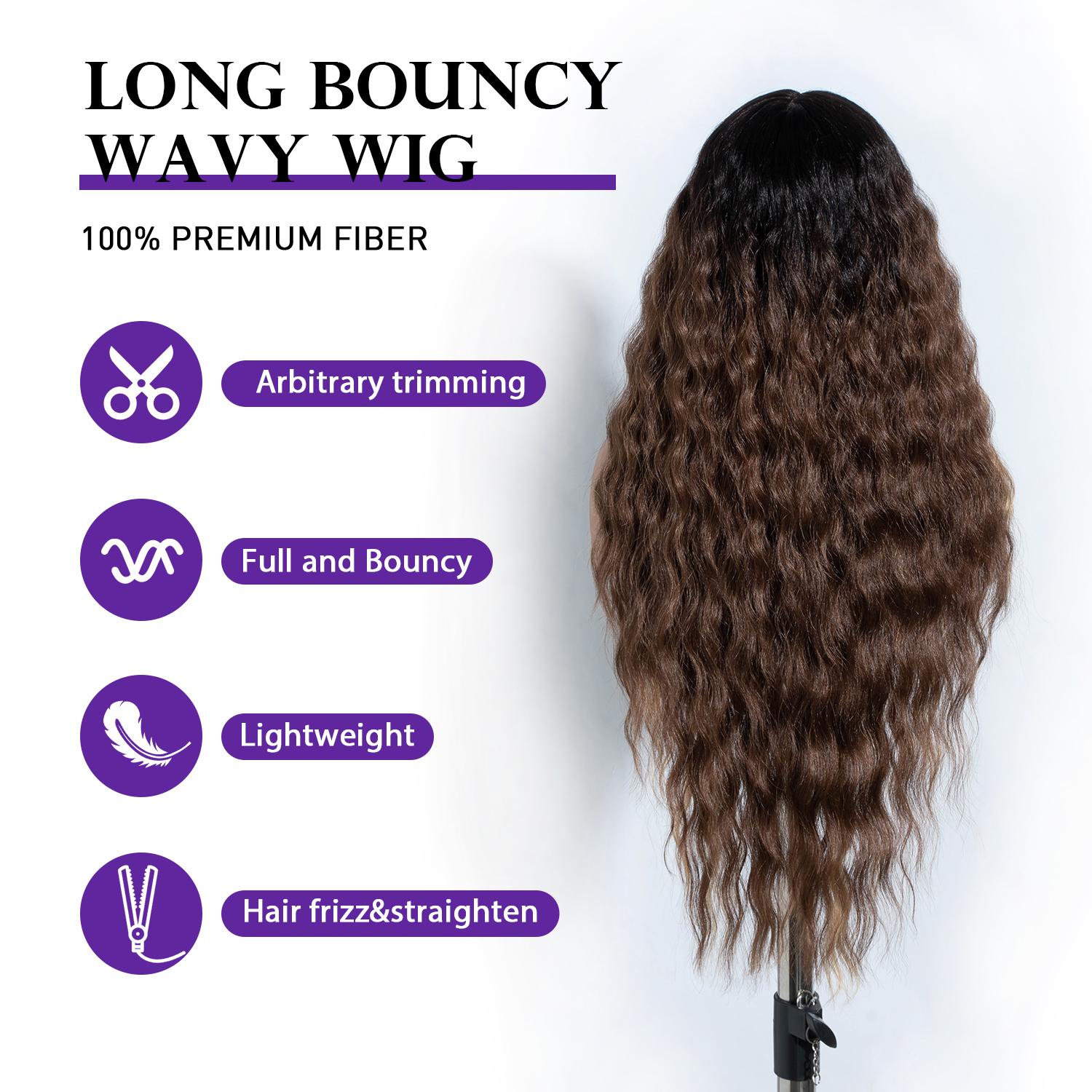 [Style Icon] 30'' Long Wavy Body Wave Deep Middle Part Lace Front Wigs 150% Density Heat Resistant Synthetic Hair Wigs Cosplay