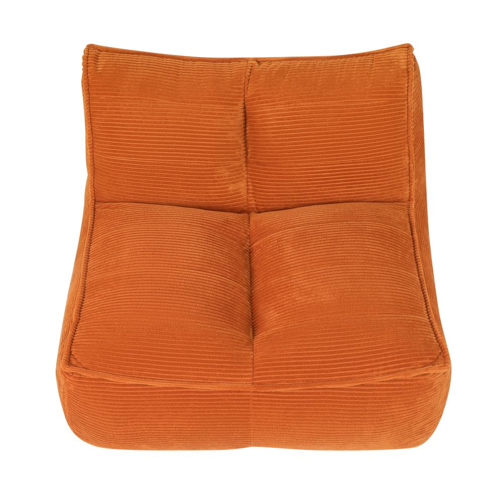 Modern Togo Caterpillar 1-Person Casual Rectangle Mini Sofa for Adults, 35.00x40.00x28.00 inches (35x40x28"), Corduroy Fabric, 40 lbs Slouchy Lazy Couch, No Assembly Required, Cozy Living Room-Bedroom Sofa, Orange, 30 Days for Quality Issues