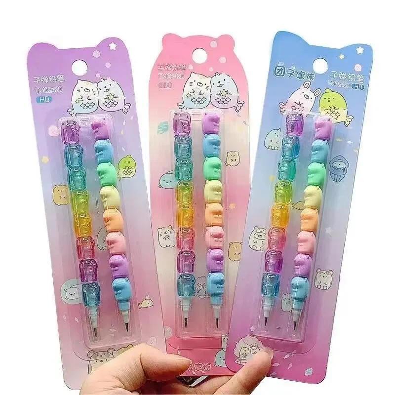 2pcs/Set Cute Bear Non Sharpening Mechanical Pencil Student Writing Pen School Office Supplies Pencil Stationery Gifts