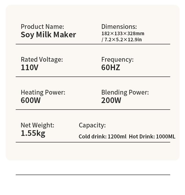 Multifunctional Soy Milk Maker with Timer Keep Warm Self Cleaning Juice Soy Milk Jam Making Functions 24 Hour Delay Start 7 Programs