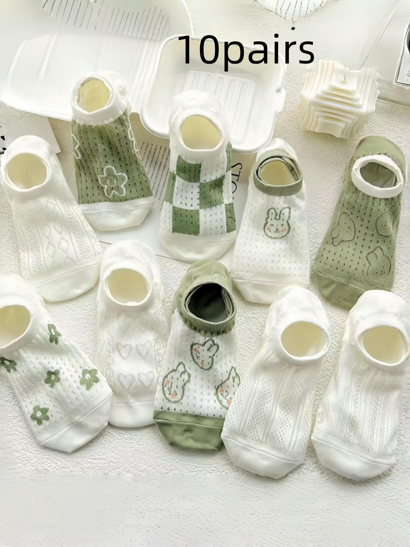 10 Pairs Summer Socks for Women, Breathable Mesh Invisible Anklet Socks, Cute Japanese Style Short Socks, Trendy Korean Fashion
