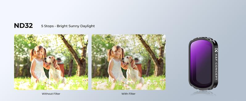 【K&F CONCEPT】Magnetic ND Filter Kit for DJI Osmo Pocket 3 Creator Combo -4-Pack (ND4+ND8+ND16+ND32), Optical Glass/HD/Multi-Coated Filters