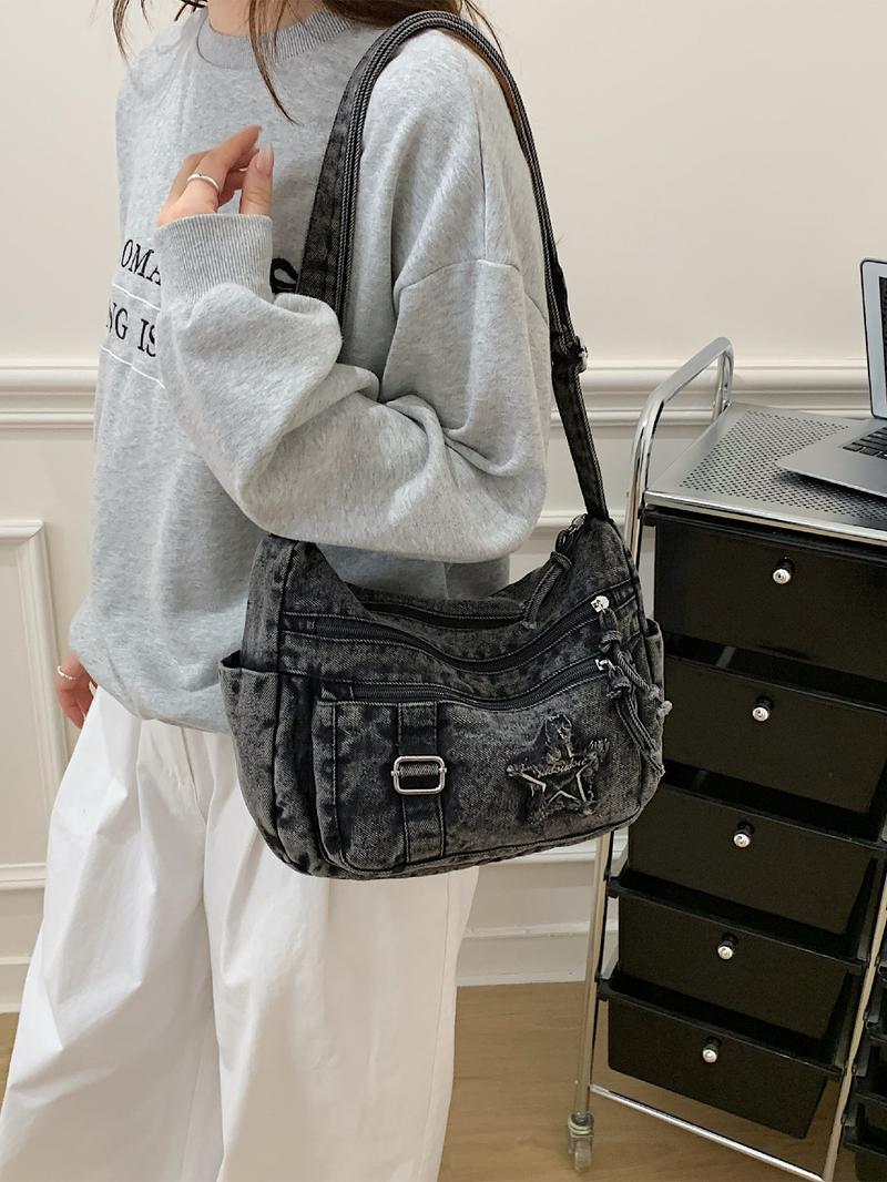 Trendy Fashion Smooth Zipper Multi-Pocket Bag, Shoulder Crossbody Backpack, Elegant Commuter Bag for Daily Use, Office Commute, Stylish Accessory