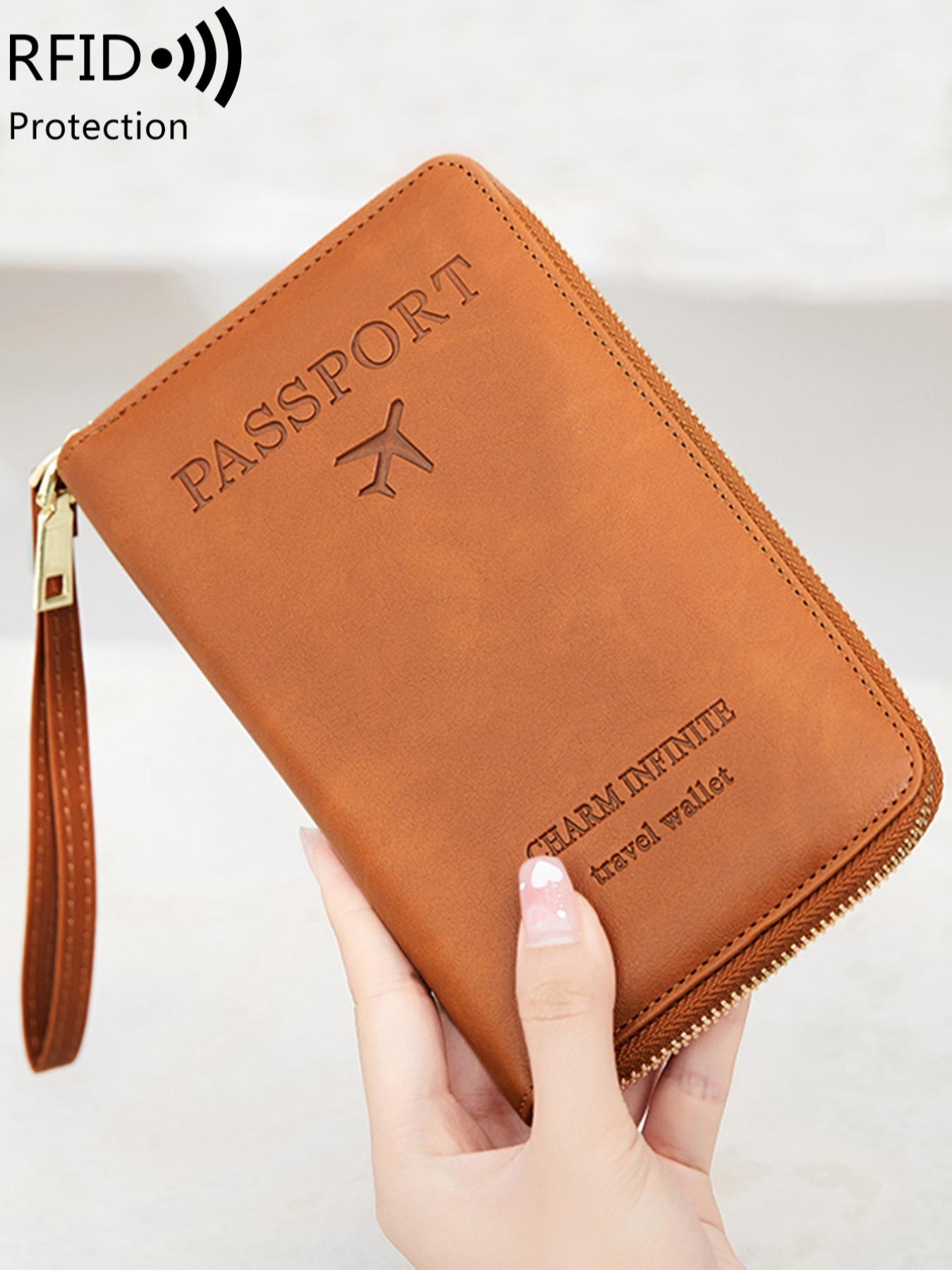 Fashionable Solid Color Passport Case, Passport Cover, Multi-functional Zipper Travel Card Holder, Durable Fashion Wallet Travel Accessories