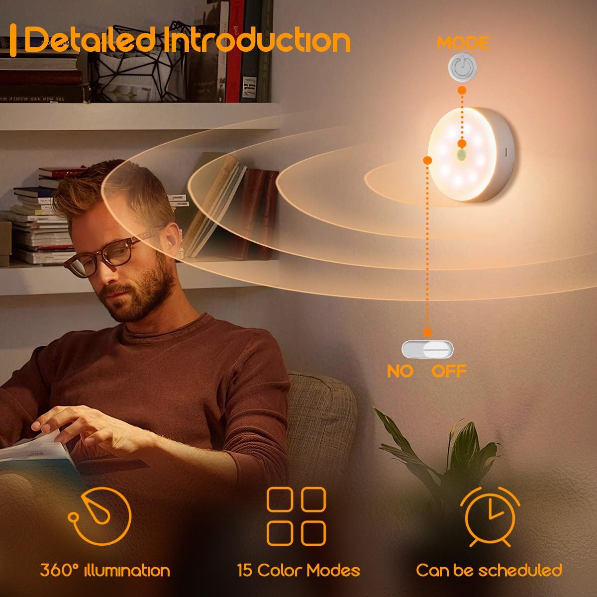 Indoor Motion Sensor Night Light USB Rechargeable Lamp Magnetic Mount Warm Light for Kitchen Closet Pantry Wardrobe Coffee Corner Bathroom Stairs Hallway Sink Cabinet Laundry Room Tool Room Garage Refrigerator Smart Lamp