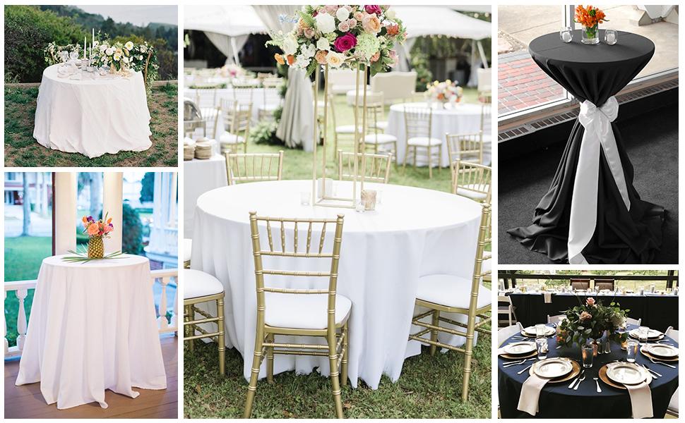 REWOMC 6/10 Pack Polyester Tablecloth for Rectangle and Round Tables,Wrinkle Free Stain Resistant Washable Table Cover,Reusable Fabric Tablecloth for Home Dining,Wedding Decor,Party Setup,Banquet Events,Restaurant,Indoor and Outdoor Patio Table Decor