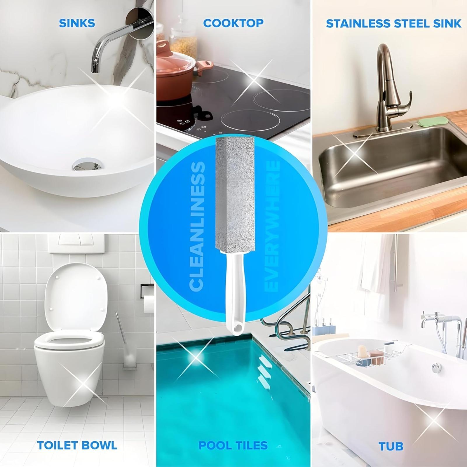 1/2PCS Pumice Stone Toilet Bowl Cleaner with Handle, Hard Water Ring Remover & Stain Scrubber for Home Bathroom, Pool, Sink and Tub, Pumice Stone For Cleaning, Ergonomic Heavy Duty Cleaning Tool, Pumice Stone For Toilet, Toilet Cleaning Brush