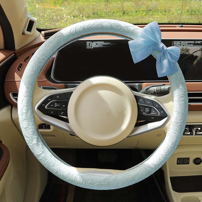 Elegant Black Lace Steering Wheel Cover with Large Bow-Knot, Cute Floral Car Accessory for Women, Non-Slip Comfortable Grip, Universal 14-15 Inch Fit for Full Protection, Car Accessories, Accessories For Car