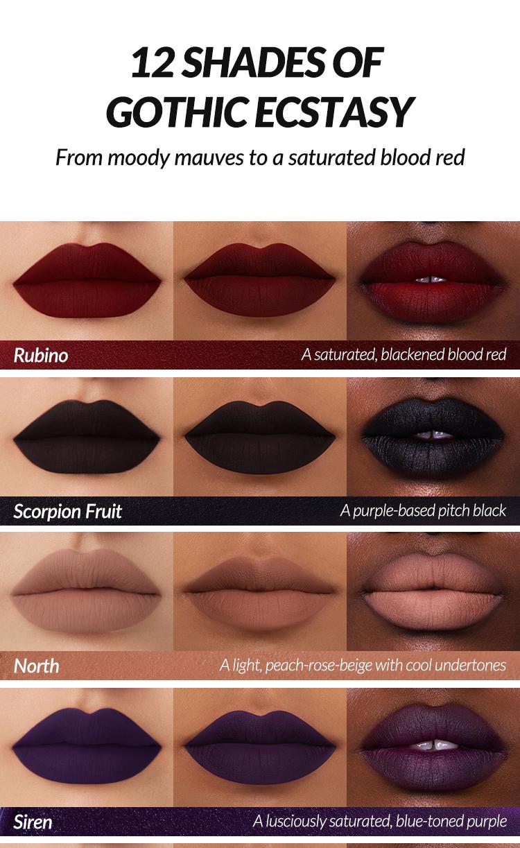 Kaleidos Cloud Lab Lip Clay - Gothic Shades | Velvety Matte, Lightweight & Long-Lasting, Rich & Buildable Color, Rave Makeup, Festival Makeup, Cosmetic Gift, Lipstick