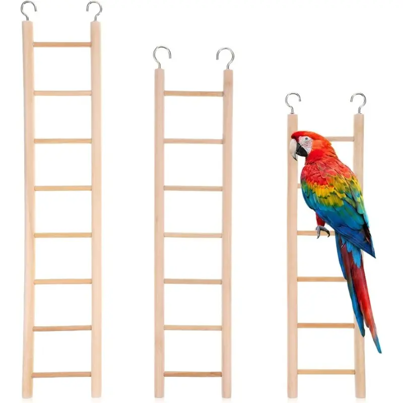 3 Pcs Bird Cage Ladder Set 6 Step/7 Step/8 Step Bird Ladder Birds Cage Accessories Climbing Toys Wood Perch for Parakeets Cockatoo Lovebirds Small Birds