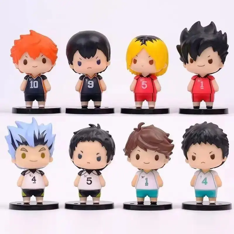 2026 Hot selling toys 8pcs Q Version Volleyball Anime Figure Kawaii Chibi Oikawa & Nishinoya Character Desktop Ornaments Statue Collect Toy Gifts Internet-famous toy