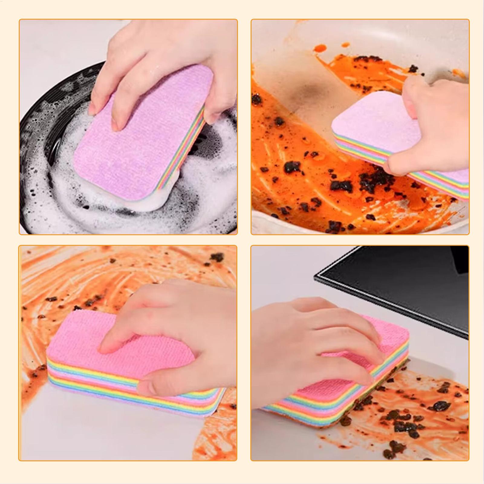 Peelable Layer Cleaning Sponges 12-Ply Reusable Microfiber Dish Towels Highly Absorbent Scrub Rags for Kitchen Multi-Use Sponges