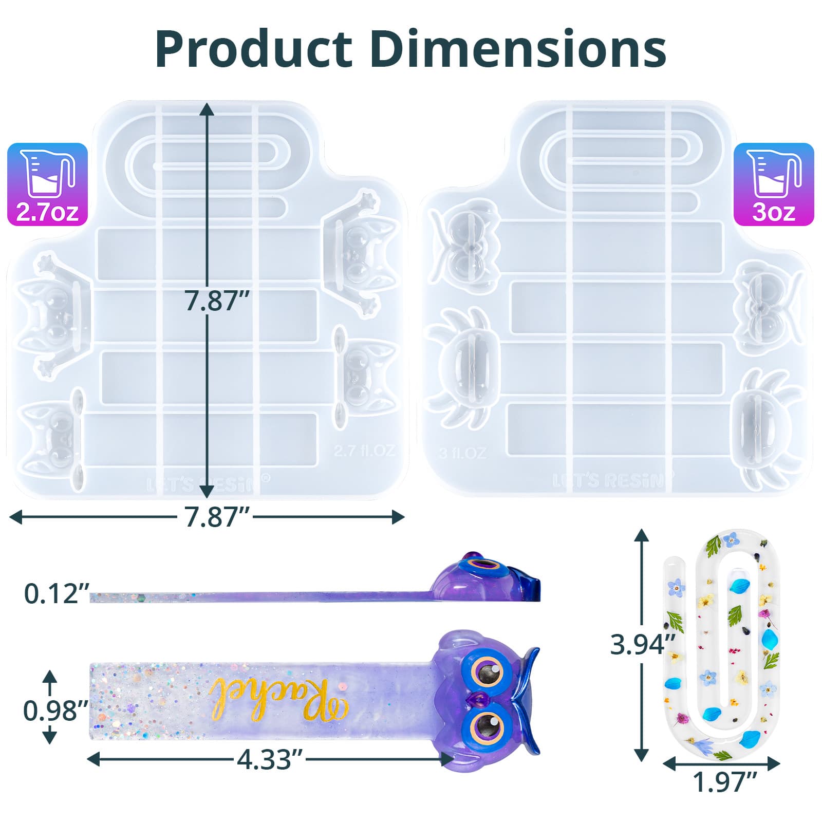 Bookmark Resin Molds Silicone, Cute 3D Animal Bookmark Silicone Molds for Epoxy Resina with Paperclip Pattern 3mm Thin,Small Bookmarks Molds for UV Resin Crafts,Gifts for Book Lovers - LET’S Resin