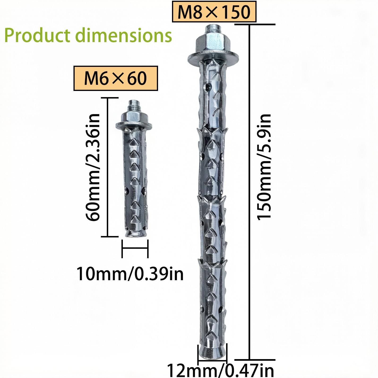 Rust Resistant Sleeve Anchors for Hollow Brick & Cinder Block, Carbon Steel Furniture Wall Anchor, Pre-Assembled Bolt Set, zinc Plated Expansion Anchors, Easy Install for Shelves & Cabinets, Multiple Usage Methods