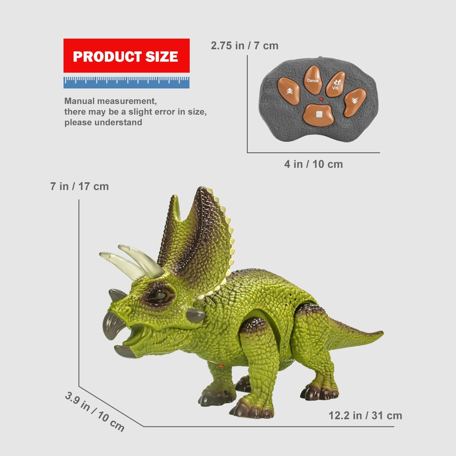 Remote Control Dinosaur Toy, Trike Sound Walking with Lights, Unisex Gift for Boys Ages 3-6, Requires Aa Batteries (not Included)
