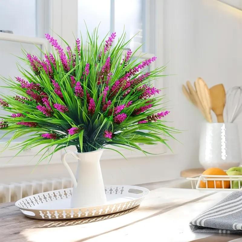 ☀️ [UV Resistant] Artificial Spring Greenery | Outdoor Porch Purple Flower - (Planter NOT Included)
