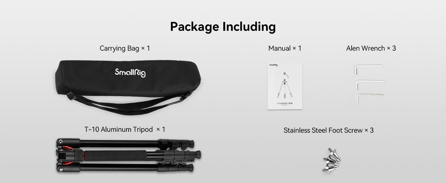 SmallRig 68" Camera Tripod, Foldable Aluminum Tripod & Monopod, Compatible with 1/4"-20 and 3/8"-16 Video Head, Payload 33lb, Adjustable Height from 19.7" to 67.7" for Camera, Phone - 3983