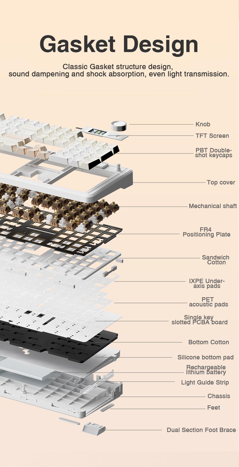[New]Aula F108 Pro Full Size Wireless Mechanical Gaming Keyboard With Knob Smart Screen Num Pad Creamy Typing Tri-Mode RGB Backlit Hot Swappable Keyboard for Work&Gaming – Office Accessories & Valentine’s Gift (Red)
