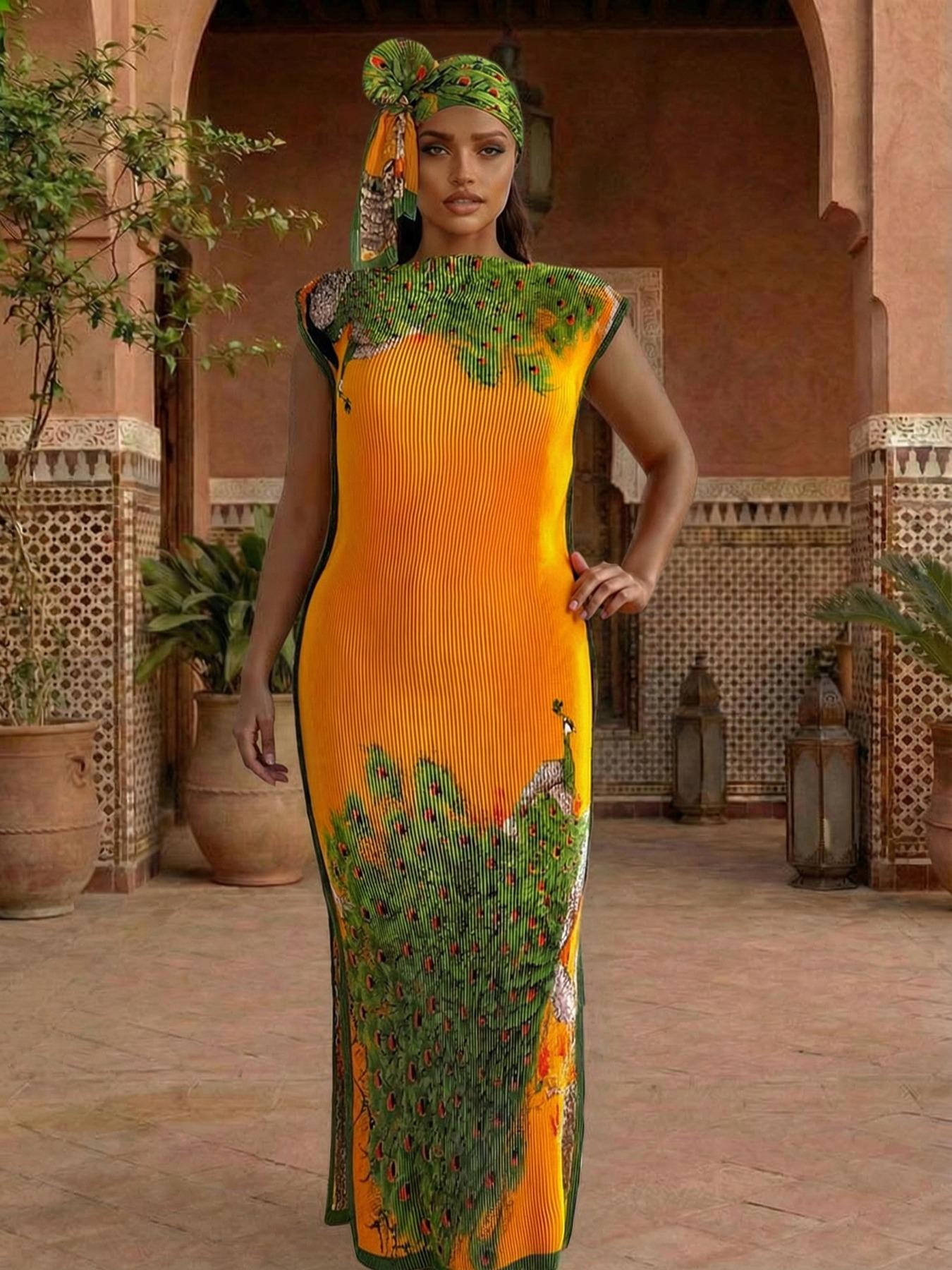 Women's Casual Slim Fit Long Dress Set, All-Over Printed Moo-Moo Style,  Beach & Sun Protection Scarf, Chic Fall/winter Fashion - TikTok Shop