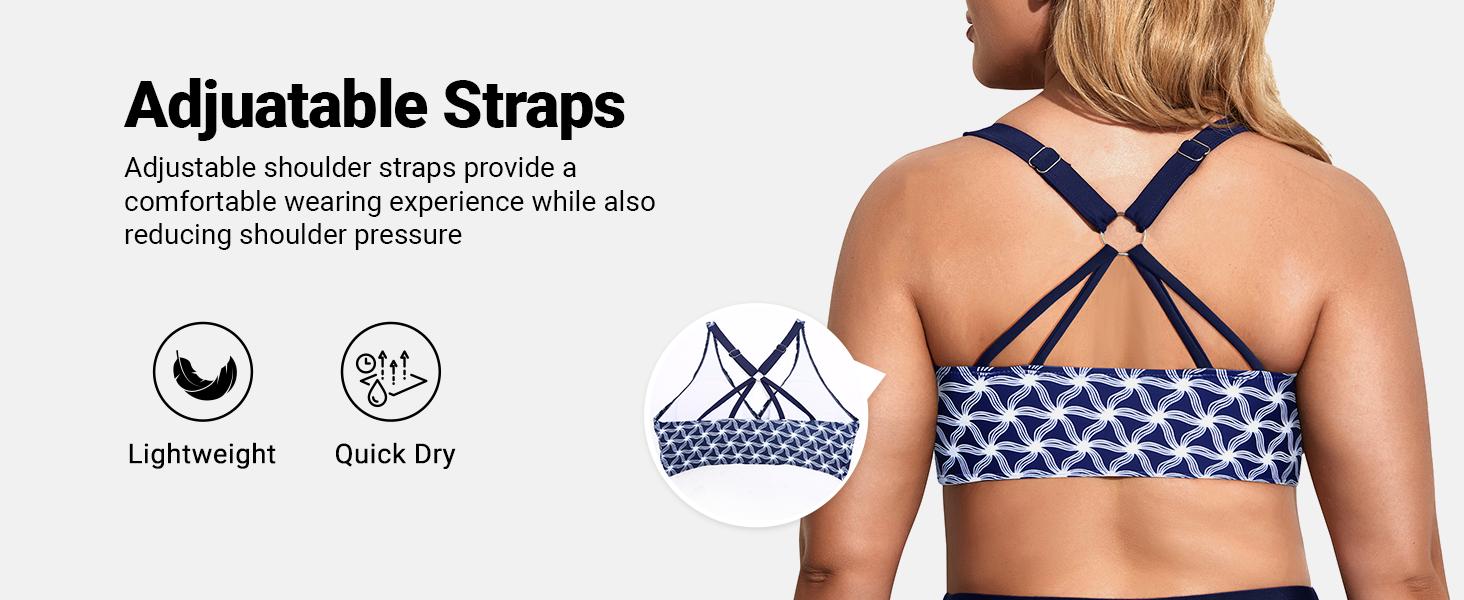 Holipick Women Three Piece Plus Size Tankini Swimsuits Tummy Control Bathing Suits with Sports Bra with Boy Shorts