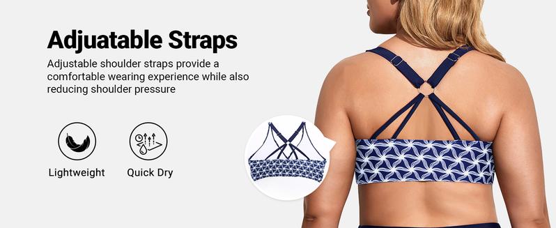 Holipick Women Three Piece Plus Size Tankini Swimsuits Tummy Control Bathing Suits with Sports Bra with Boy Shorts