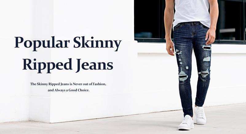 GINGTTO Men's Ripped Stretch Jeans Slim Fit Distressed Skinny Denim Pants Fashion Comfort Tapered Leg